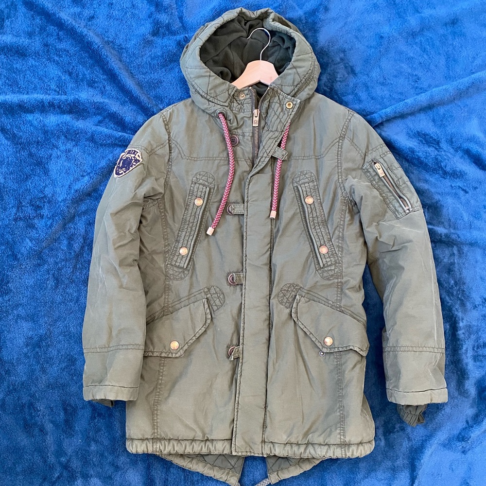 Plory green parka jacket small